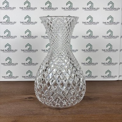 Large 12'' Rogaska Diamond Cut Heavy Crystal Hourglass Shaped Vase