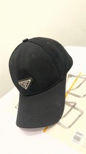 PRADA Black Baseball Cap Logo Plaque Adjustable