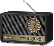 AM FM Radio,Retro Wood Table Radio,Portable Bluetooth Speaker Plug in Wall,Best