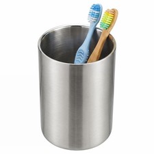 Stainless Steel Bathroom Cup, Silver Metal Toothbrush Cup Unbreakable Water D...