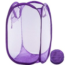 Mesh Popup Laundry Hamper Foldable Laundry Basket Portable Dirty Clothes Bask...