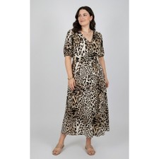 Banana Republic Leopard Print Midi Dress Date Night Mod Power Womens 16 Tall NEW
