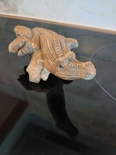Handcarved Drift Wood Crocodile Figurine Ornament 7inch Long Rare Decor Vintage