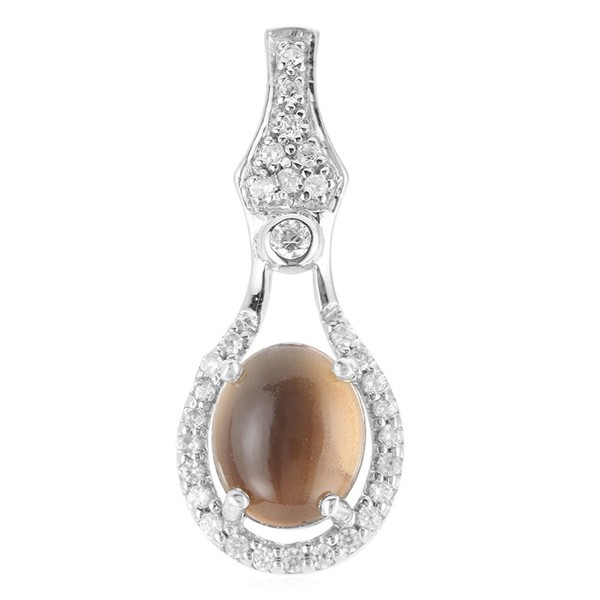 Cavill AnhäNger 2,36Ct Achat Braun Zirkon 925 Silber Rhodiniert Schmuck Damen-image