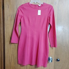 J Crew Dress Womens 6 Cocktail Red NWT Bodycon Classic Crew Neck Zip Stretch