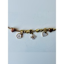 Gold-Tone 6.5in Charm Bracelet w/ White Ename...