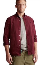 NWT Polo Ralph Lauren BURGUNDY Long Sleeve Garment Dyed Oxford Shirt