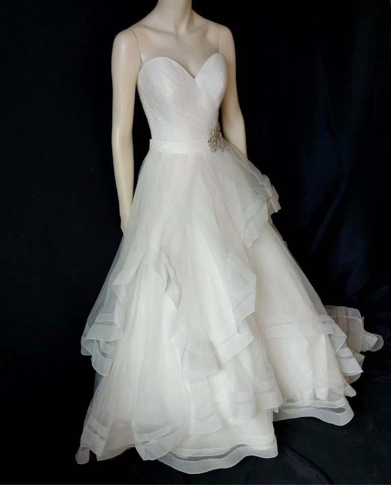Eddy K Strapless IVORY TULLE PRINCESS BALLGOWN WEDDING DRESS BRIDAL GOWN - M - Image 2 of 4