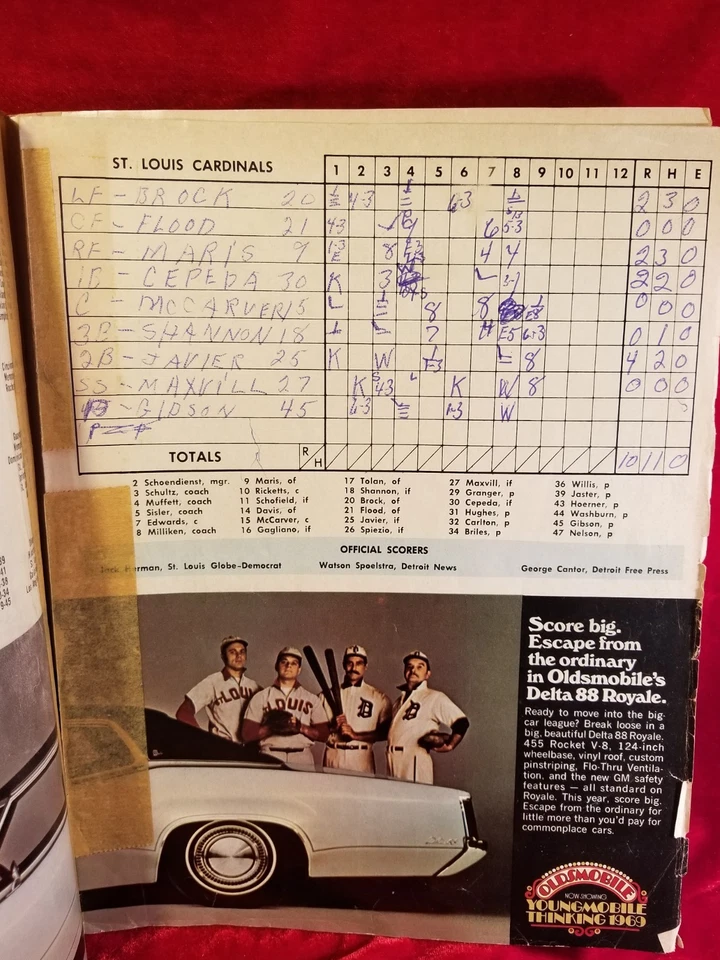 1968 WORLD SERIES Game 4 DENNY MCLAIN DBL SIGNED Program Detroit Tigers Cardinal - Image 2 of 4