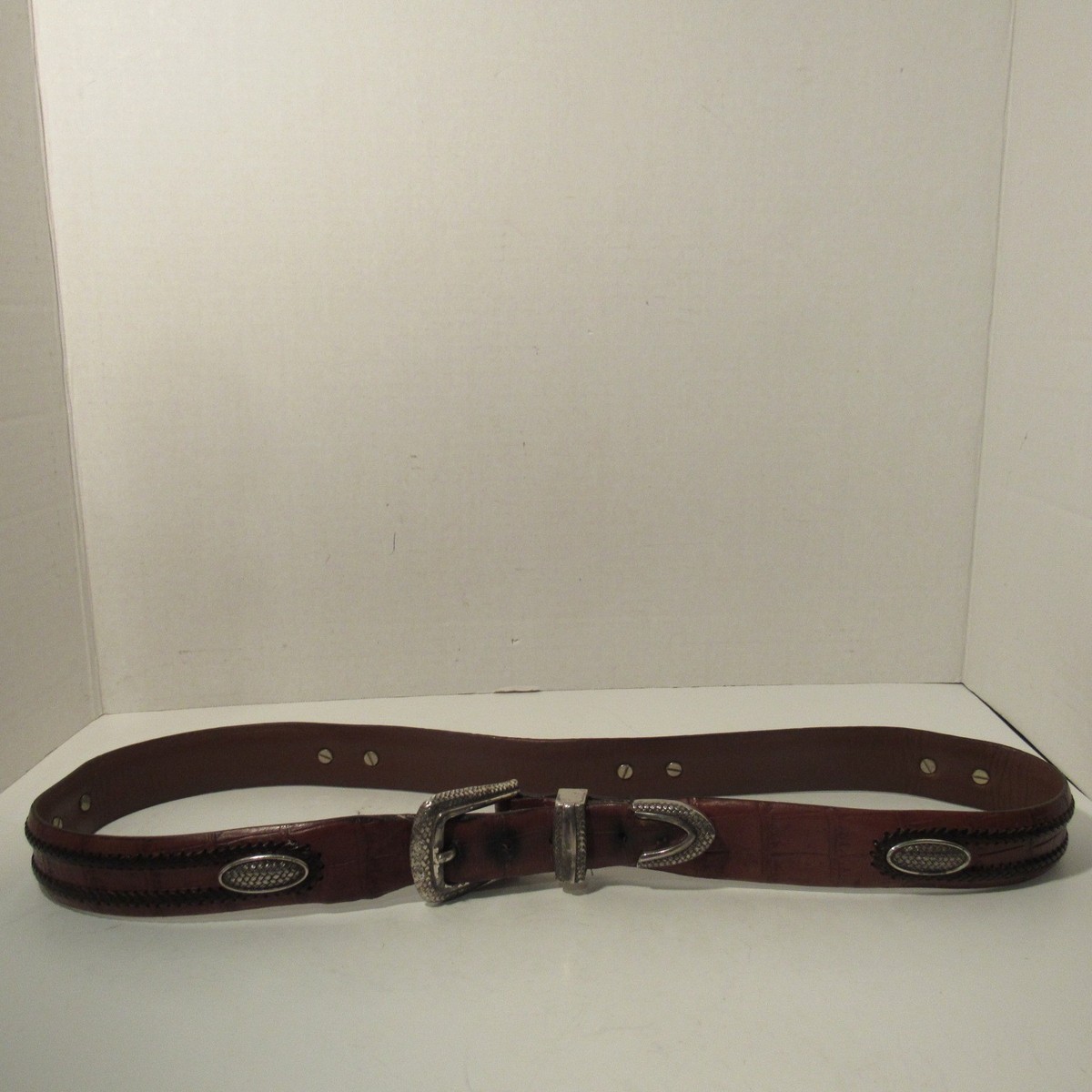 Dark Brown Oval Silver Concho Western Belt NWT FullSizeRender_aa0f4af1-256a-  main image 4