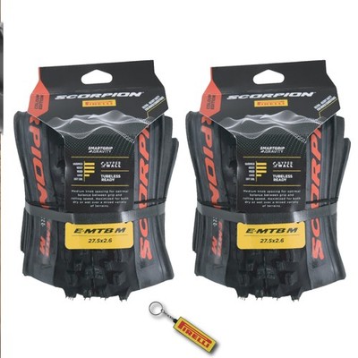 Pirelli Scorpion E-MTB M Red (27.5 x 2.6) MTB Bicycle Tires w/Keychain (2 Pk)