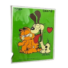 Vintage 1978 Playskool Garfield  Odie "SLURP " 250-4 Wooden Frame-Tray Puzzle