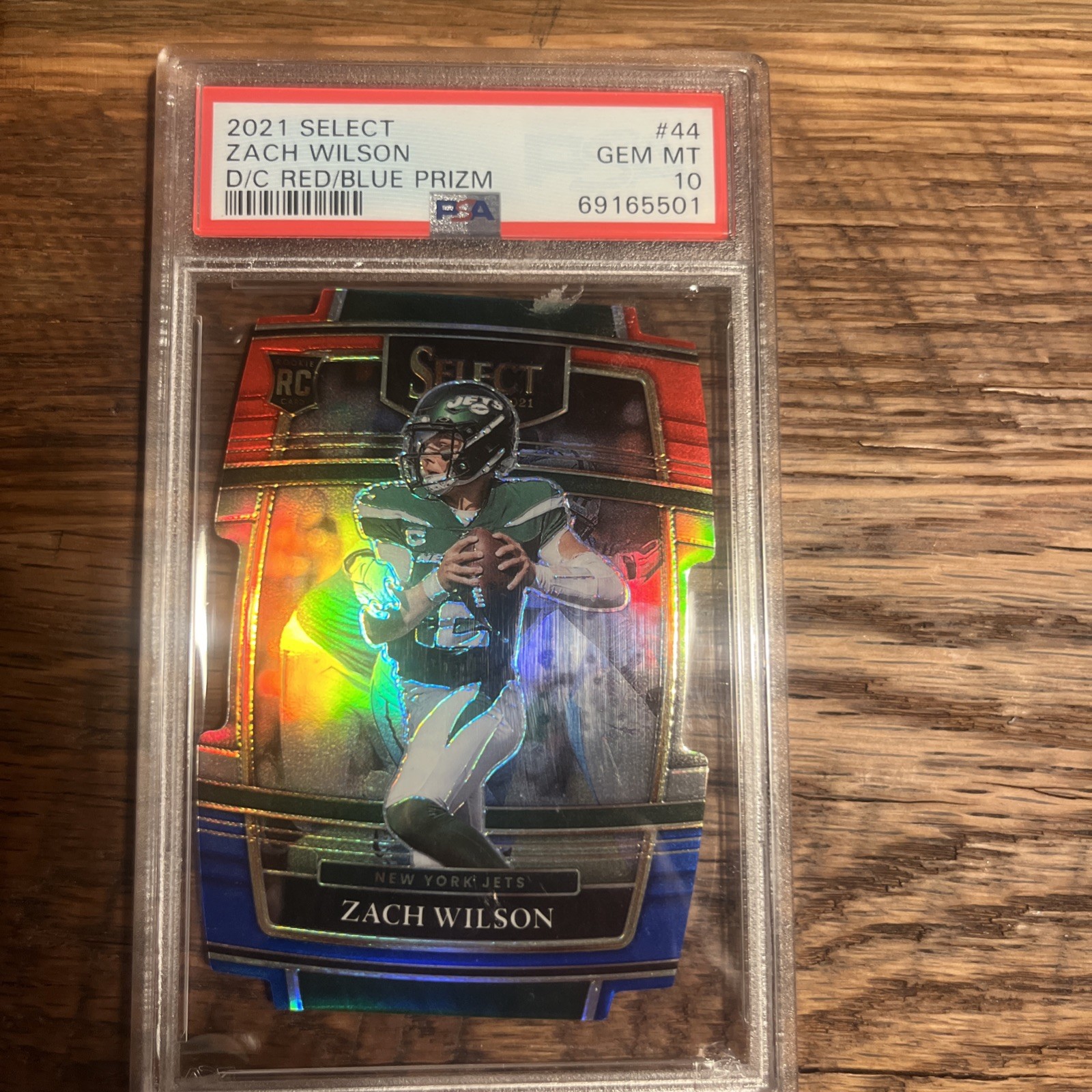 2021 Select Zach Wilson DieCut Red Blue PSA 10 GEM MINT #44 NY Jets Rookie RC SP