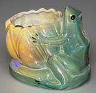 Vintage Frog & Lotus Flower Ceramic Planter by McCoy from the 1950s 4"H x 5"W