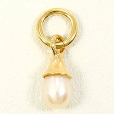 agete 18K Yellow gold Pendant top Pearl (Pearl ) About0.9g Free shipping Used