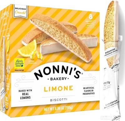 Ni's Bakery Limone Biscotti Cookies, Indivily Wrapped Coffee and