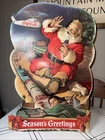 VINTAGE COCA COLA SANTA CHRISTMAS CARDBOARD LITHO ADVERTISING SIGN STORE DISPLAY