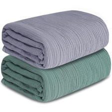 Muslin Swaddle Blankets for Newborn, 2 Pack Breathable Soft Receiving Blanket...
