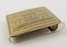 ABC Bowling Most Improved Average Brass Belt Buckle ORIGINAL PACKAGE