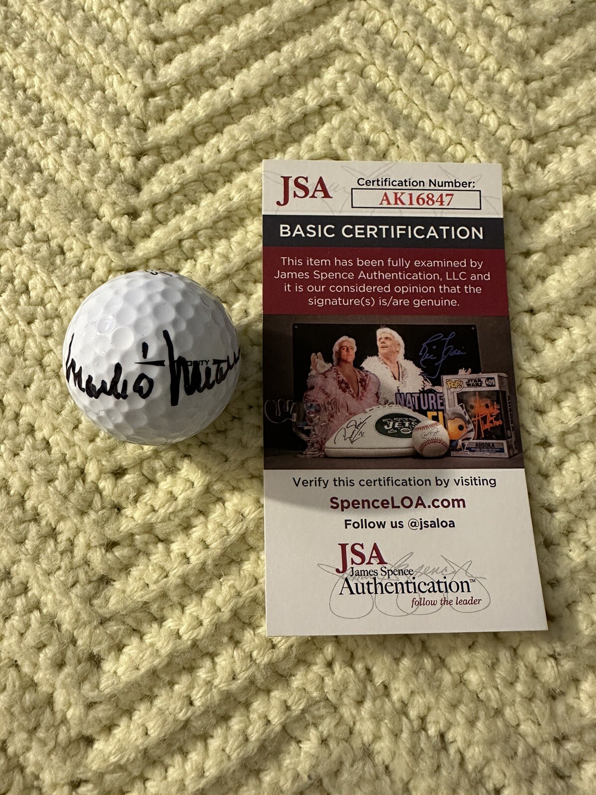 Mark O'meara Autographed Signed Mark O Meara Masters Ball Pga Tour JSA Authentication COA 