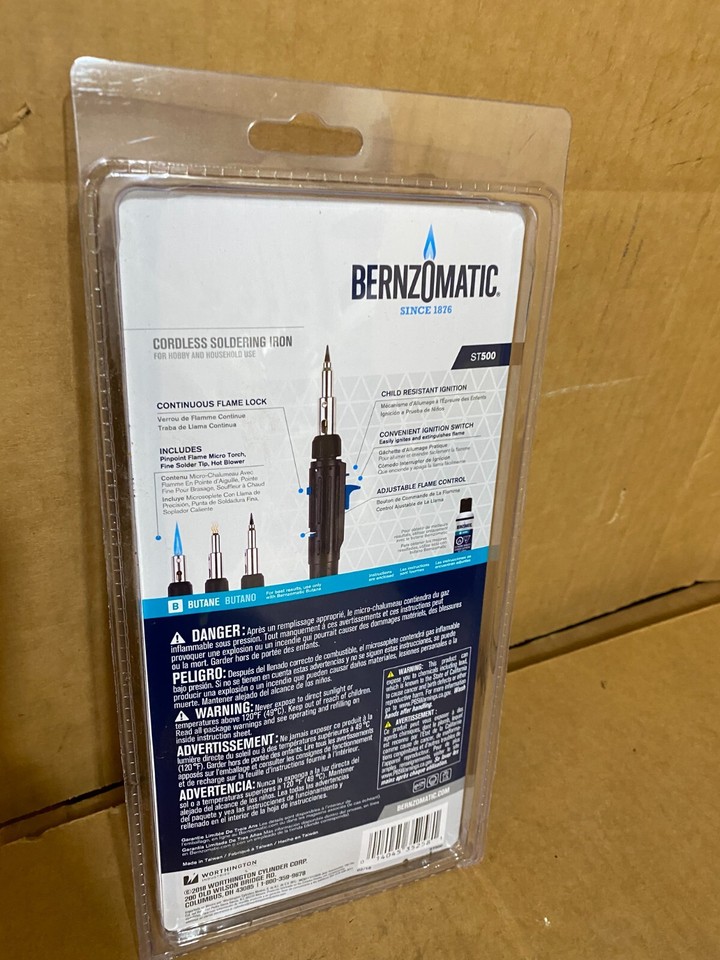 BERNZOMATIC CORDLESS SOLDERING IRON Micro Butane Hobby Crafts ST500