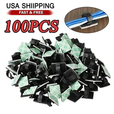 100Pcs Cable Clips Self-Adhesive Cord Management Wire Holder Organizer Clamp US