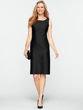 NEW $199 TALBOTS Black Silk,Cotton Doupioni Cut-Out Back Sheath Dress Sz 2