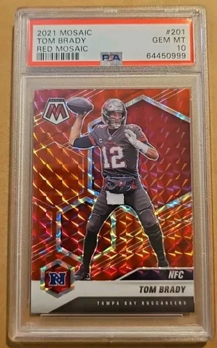 2021 Panini Mosaic Tom Brady Red Mosaic Prizm Card PSA 10 Tampa Bay Bucs