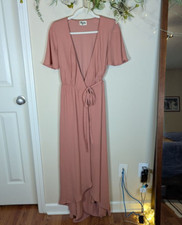 Show me Your Mumu Mauve Pink Wrap Sophia Hi Lo Dress Size XS