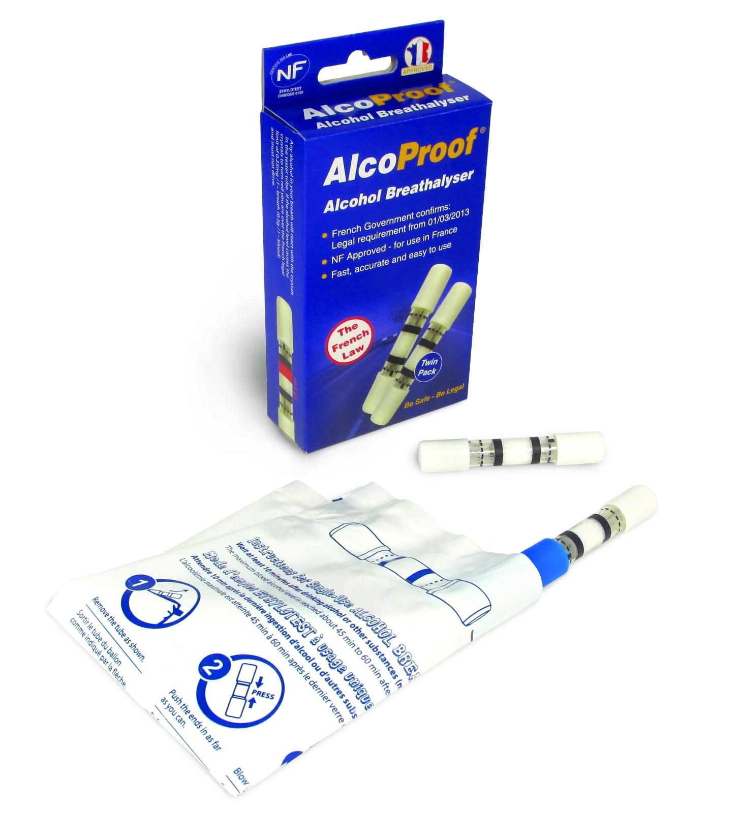 French NF Approved Disposable Breathalyser Long Expiry Kit EU Europe Motoring