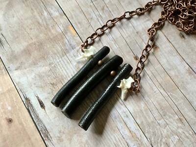 Snake Vertebrae Bone Bamboo Bar Copper Chain Necklace