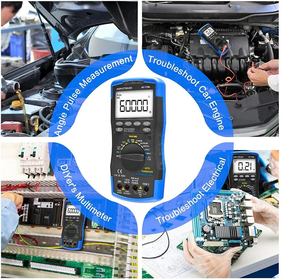 BTMETER Kfz Multimeter Messgeräte Analysator Tach RPM Drehzahlmesser mit Adapter - Bild 4 von 4