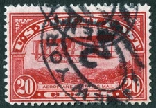 US Sc Q8 Carmine Rose 20¢ Parcel Post 1913 Black NY “2" Oval Parcel Cancel