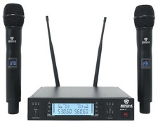Rockville RWM-DSP-H2 Wireless Dual Handheld UHF 200 Ch. Microphone System w/DSP