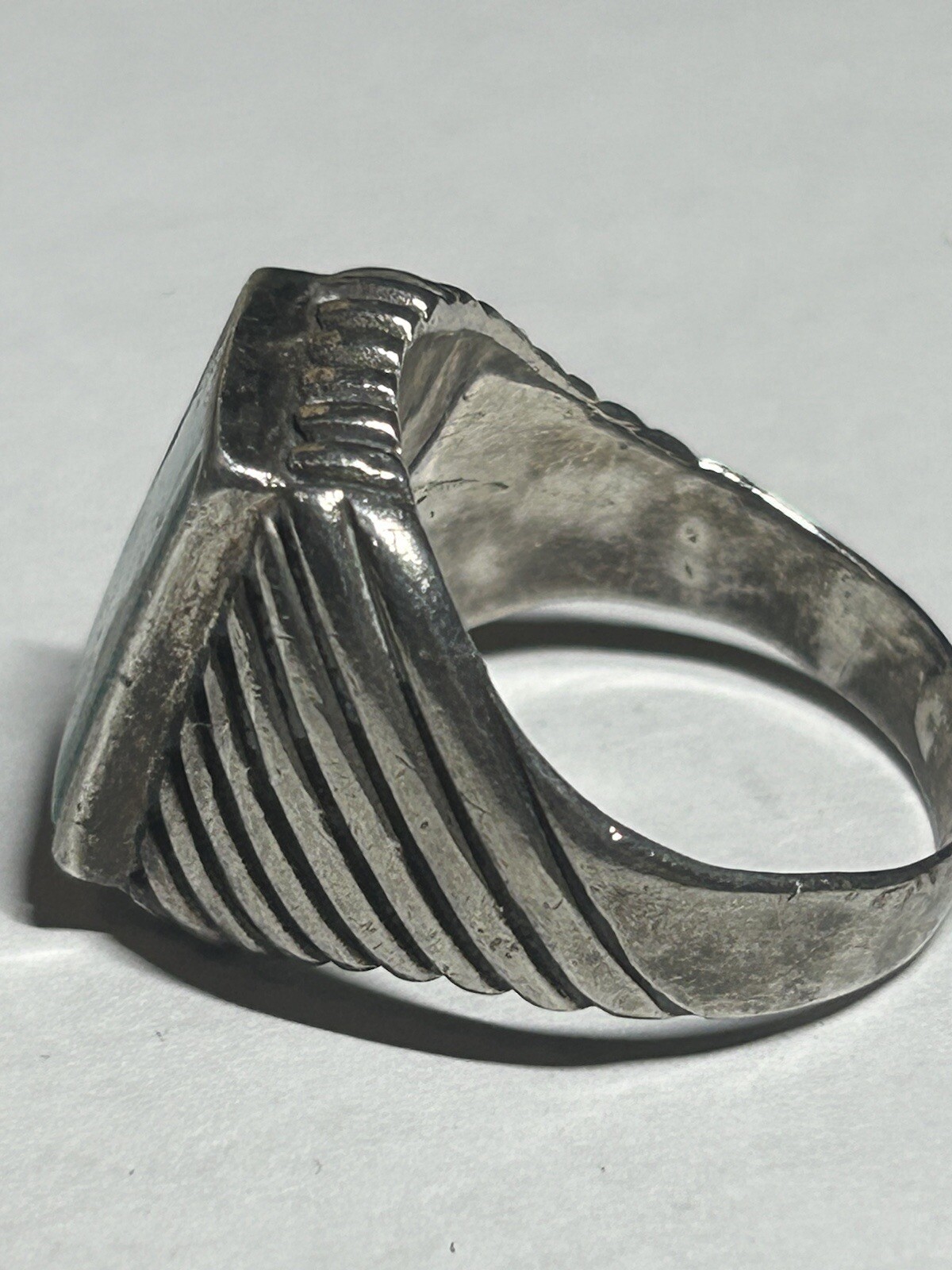 925 Turquoise Man Solid Ring Size 9.5 - image 5