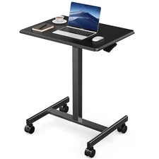 Mobile Standing Desk Rolling Laptop Table with Wheels Adjustable Teacher Podium