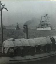 Old Glass Lantern Slide Showing Some Of The Great Warships In Hampton Roads USA