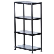 Garage Storage Shelving Unit 4-Tier Plastic Black 28 in. W x 52 in. H x 15 in. D