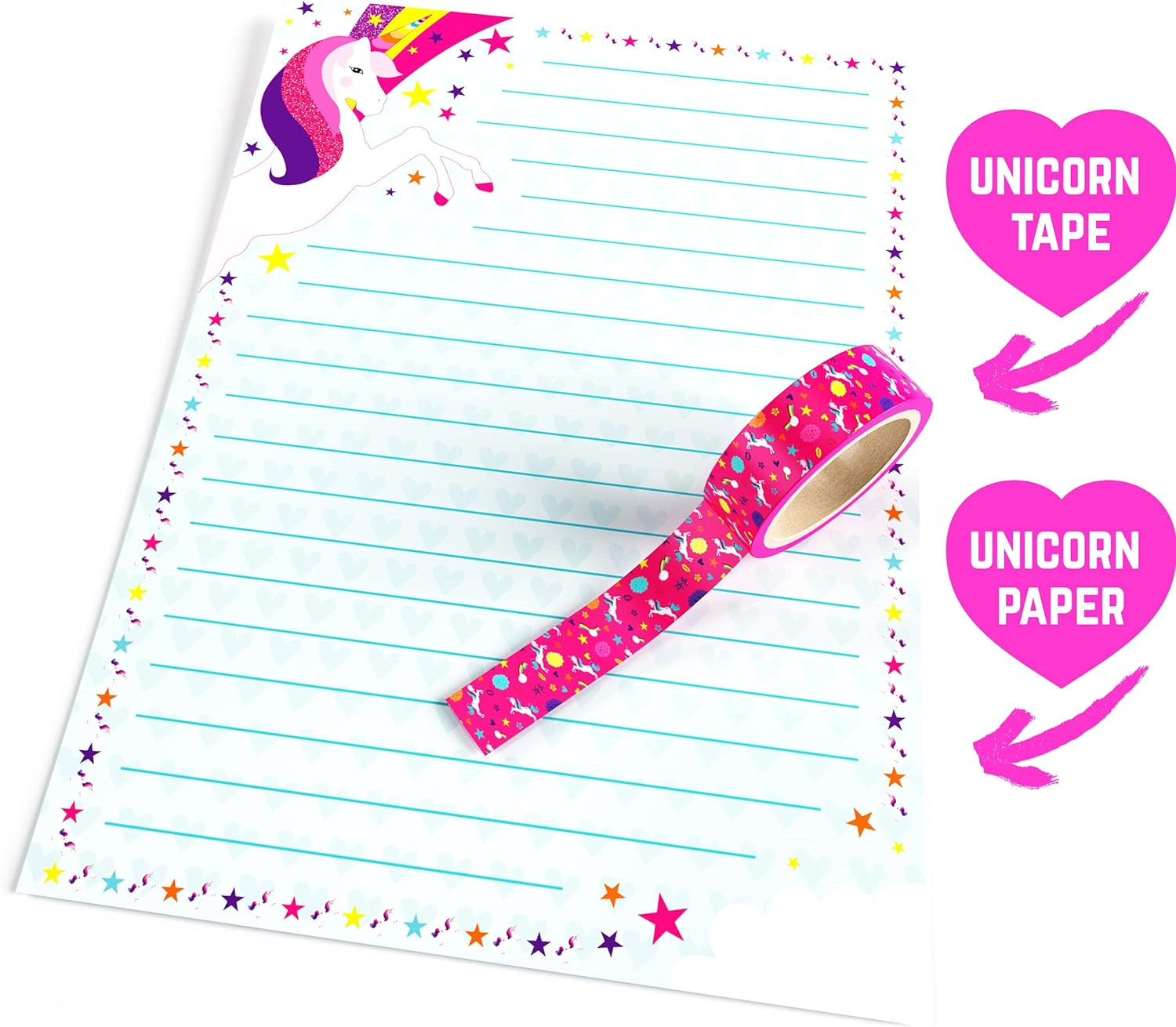 GirlZone Unicorn Letter Writing Set For Girls, 45 Piece Stationery Set