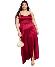 City Studios Women's Trendy Plus Juniors Spaghetti Strap Satin Gown