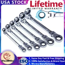 Ratcheting Wrenches Spanner Set Double Box End Flex-Head SAE Metric 6.5"-10.25"