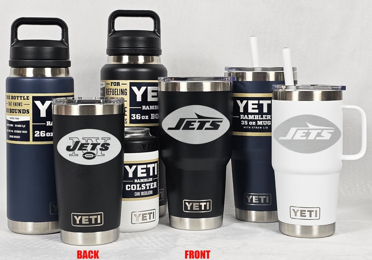 New York Jets YETI Laser Engraved Tumblers, Mugs, Can Colsters, and Chug  Bottles