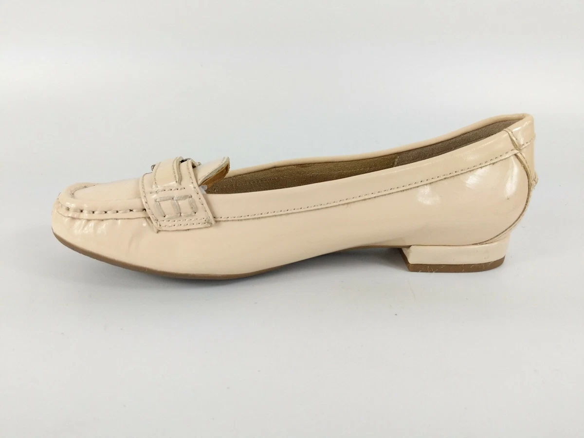 M S Footglove Cream Patent Leather Slip On Mocassin Shoes Uk 3