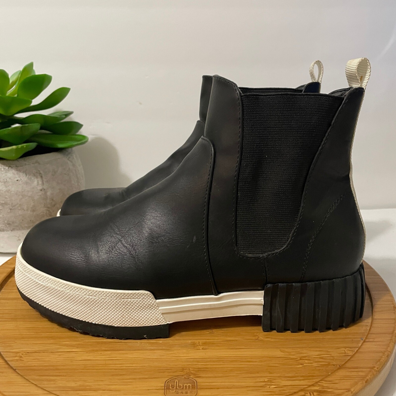 SAOLA Stivali MIA Alexander platform Chelsea suola a strappo neri stivaletti grunge taglia 8