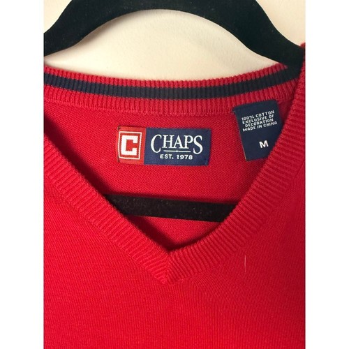 Chaps Red V-Neck Sweater Vest Classic Golf Business Casual Menswear M - Picture 3 of 5