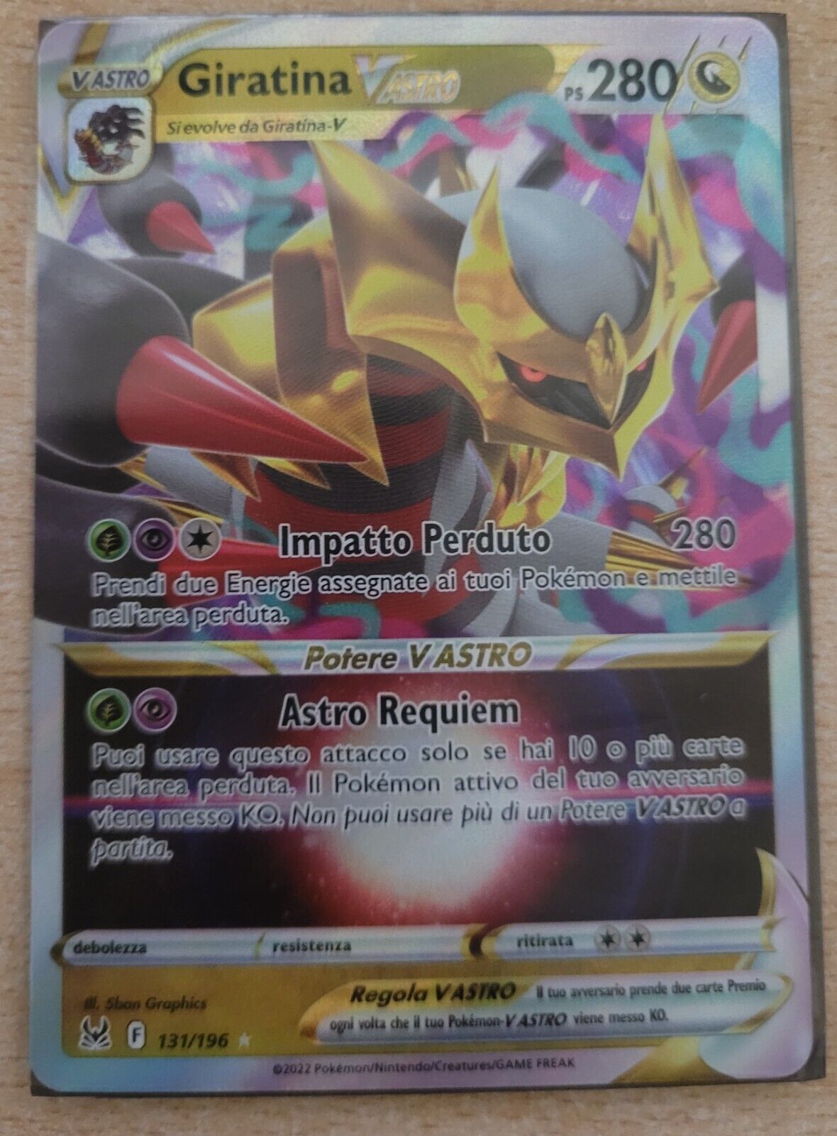 CARTA POKEMON GIRATINA V ASTRO 131/196 ORIGINE PERDUTA in Italiano