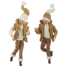 RAZ Imports 20 Posable Elves Elf Set/2 Cozy Cream Camel with Birds NEW! 4202310
