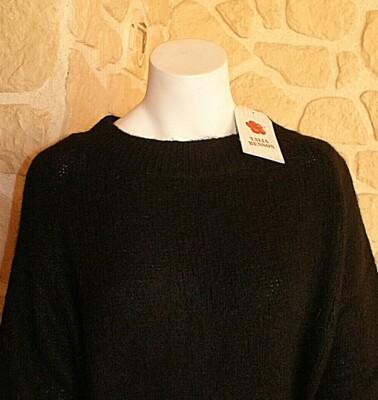 Echarpe noire neuve Talia Benson avec mohair (sm3
