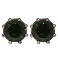 Xen Ohrstecker Mit Chromediopsid Ht-Quarz Ca. 3,78 Ct. Black Rhodium