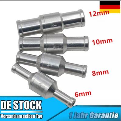 Aluminium Rückschlag Ventil Rückschlagventil 6-12mm Benzinhahn Diesel Benzin DHL
